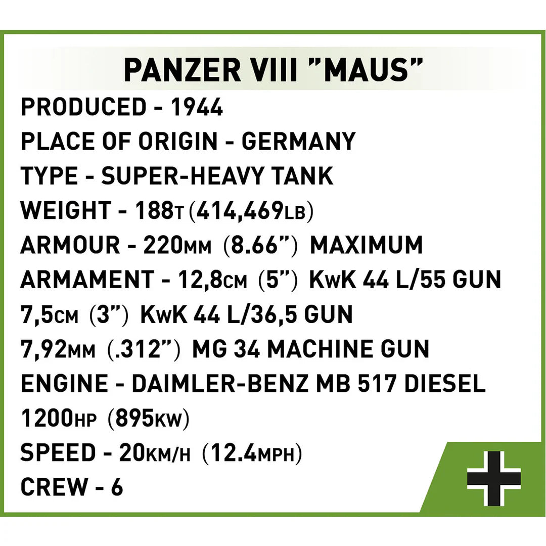 COBI Panzer VIII "Maus" Tank: Set #3138