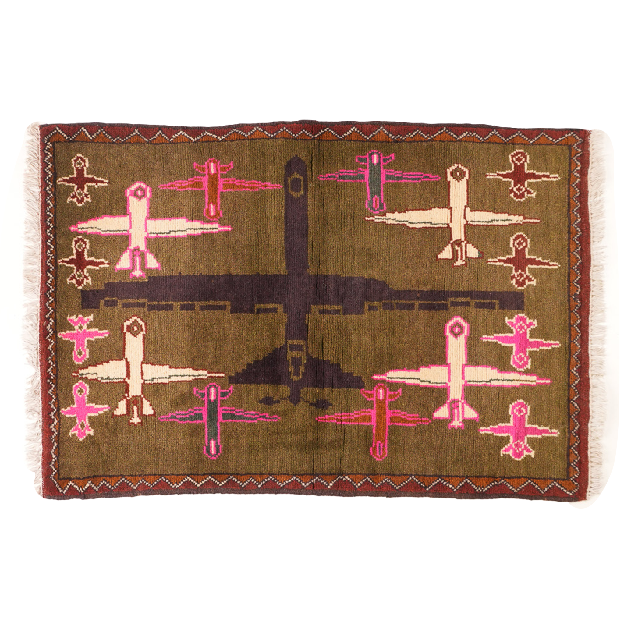Drone Pattern Afghan War Rug