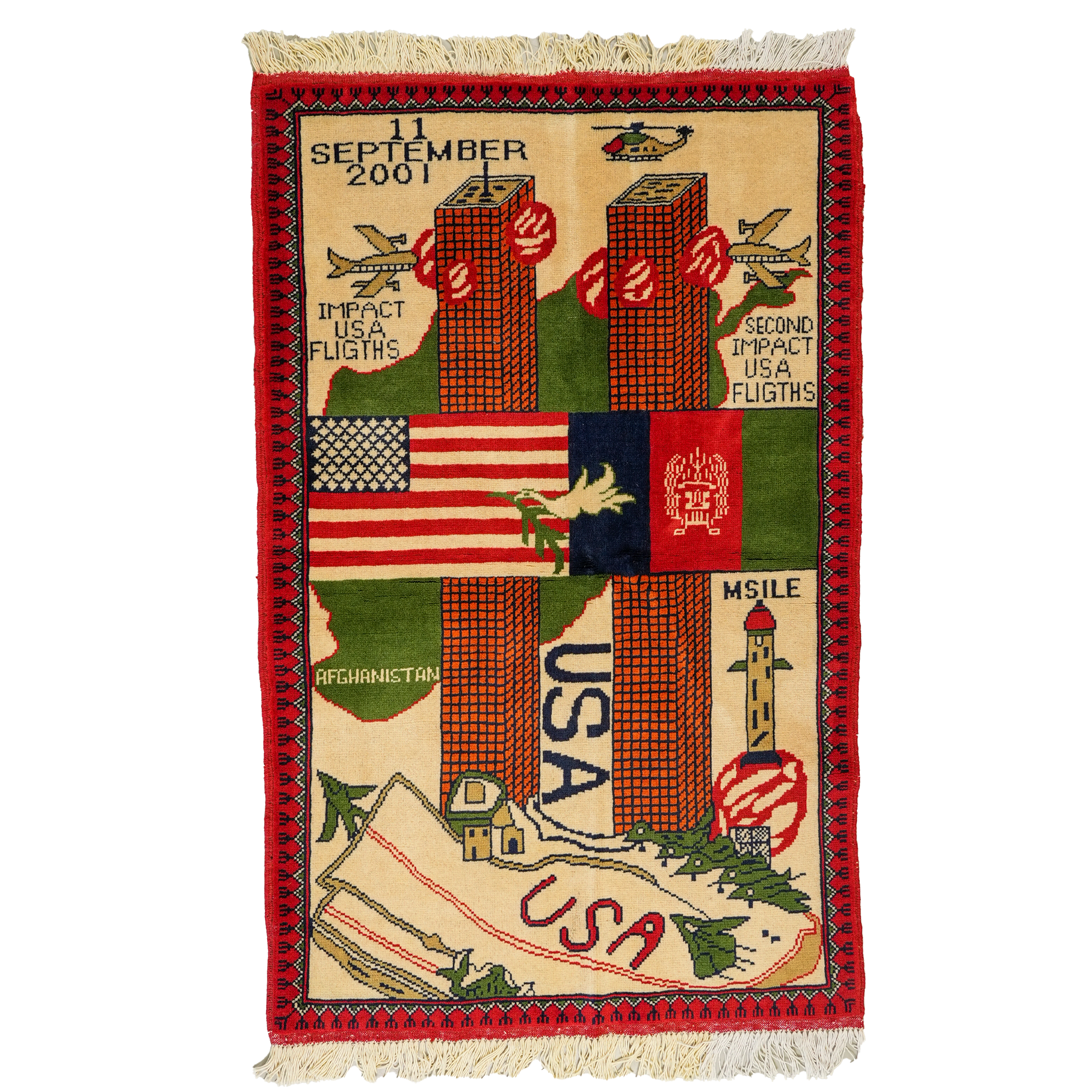 Large Afghan 9/11 Peace Rug