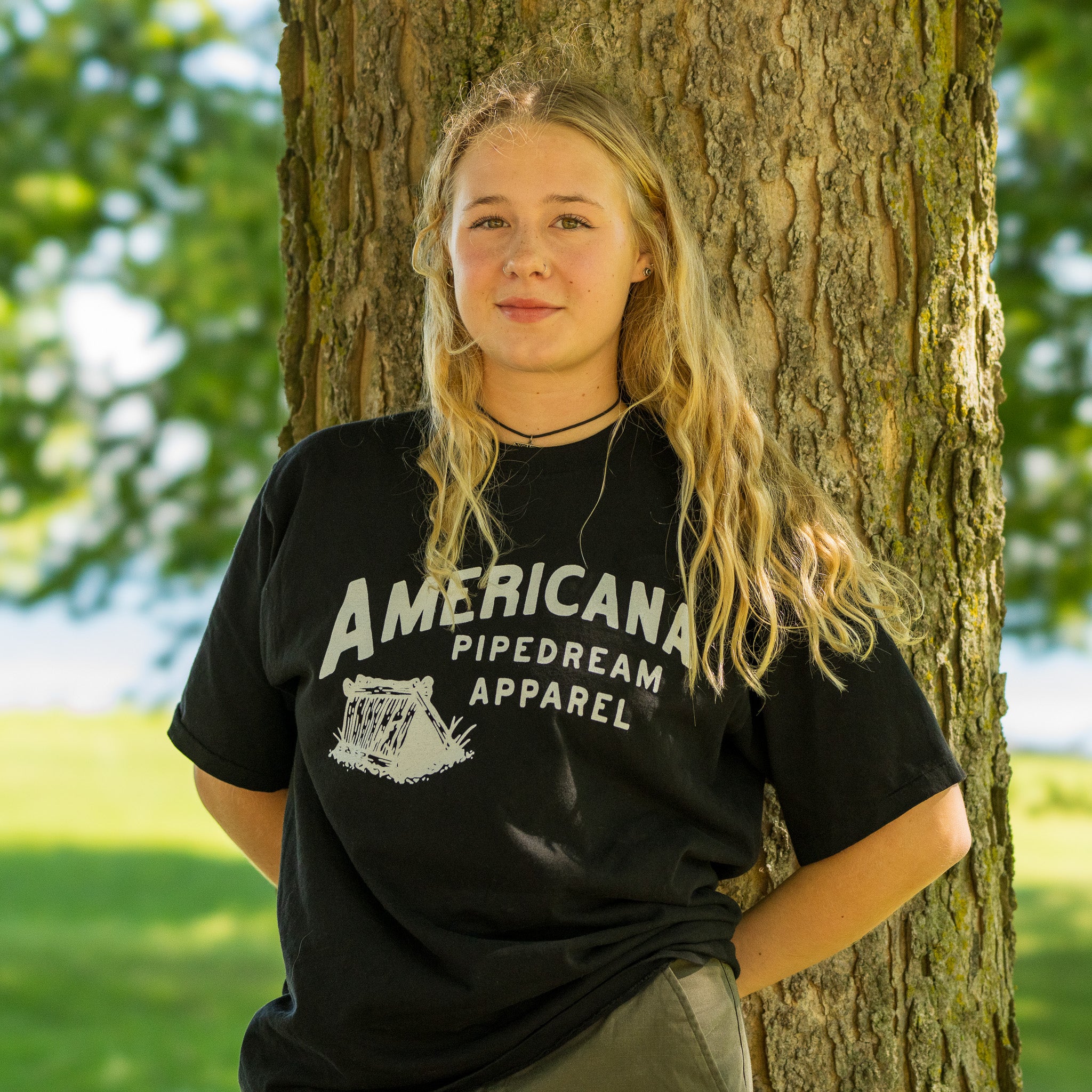 USA-Made Americana Pipedream Tee in Black