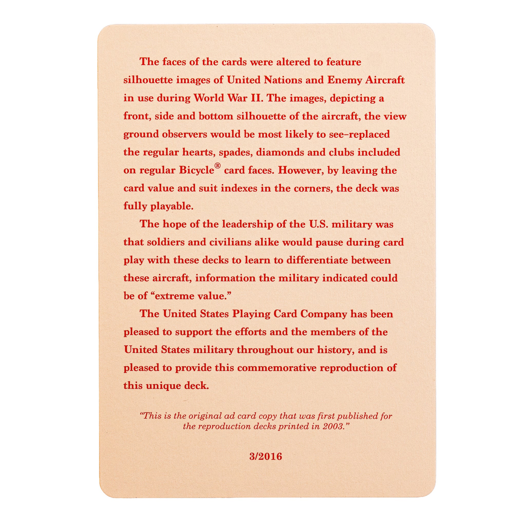 Bicycle WWII Spotter Playing Cards