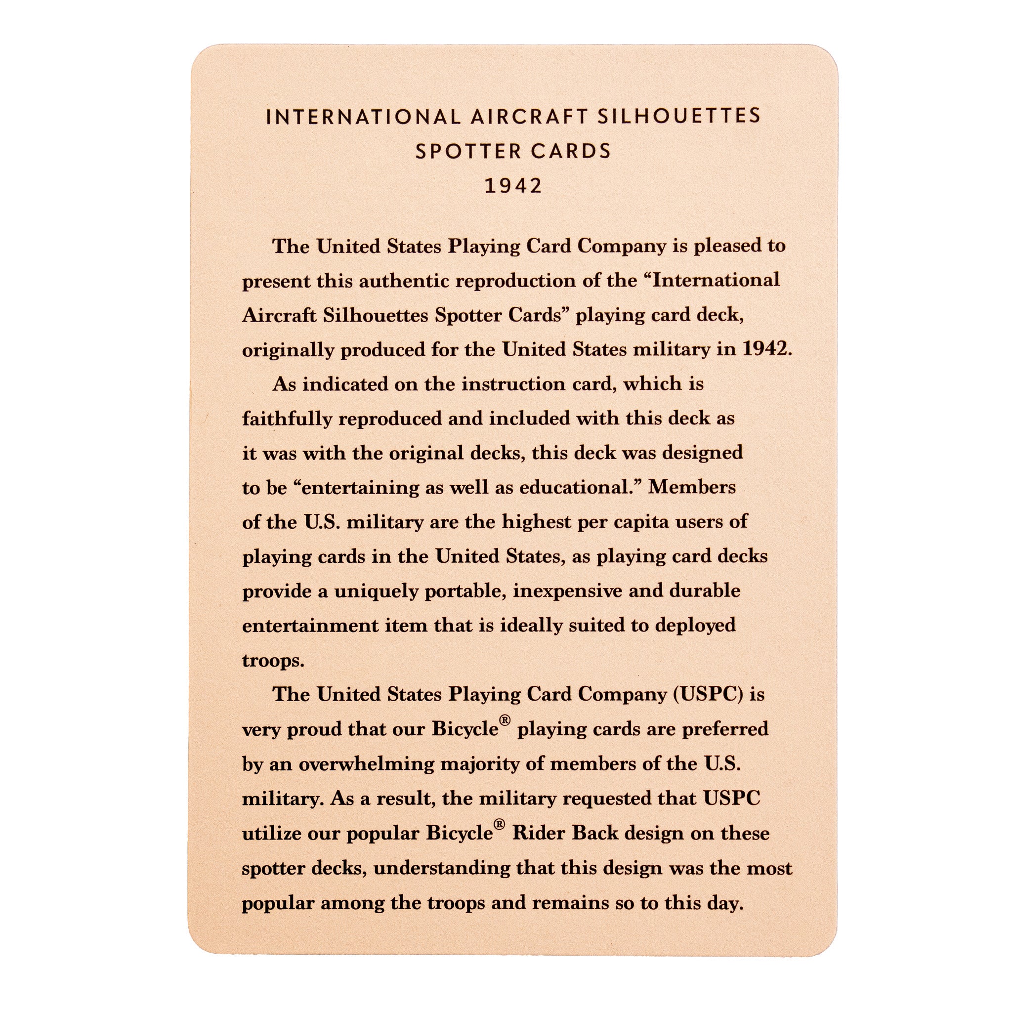 Bicycle WWII Spotter Playing Cards