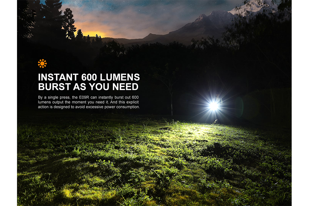 Fenix E09R Rechargeable High-Output Flashlight - 600 Lumens