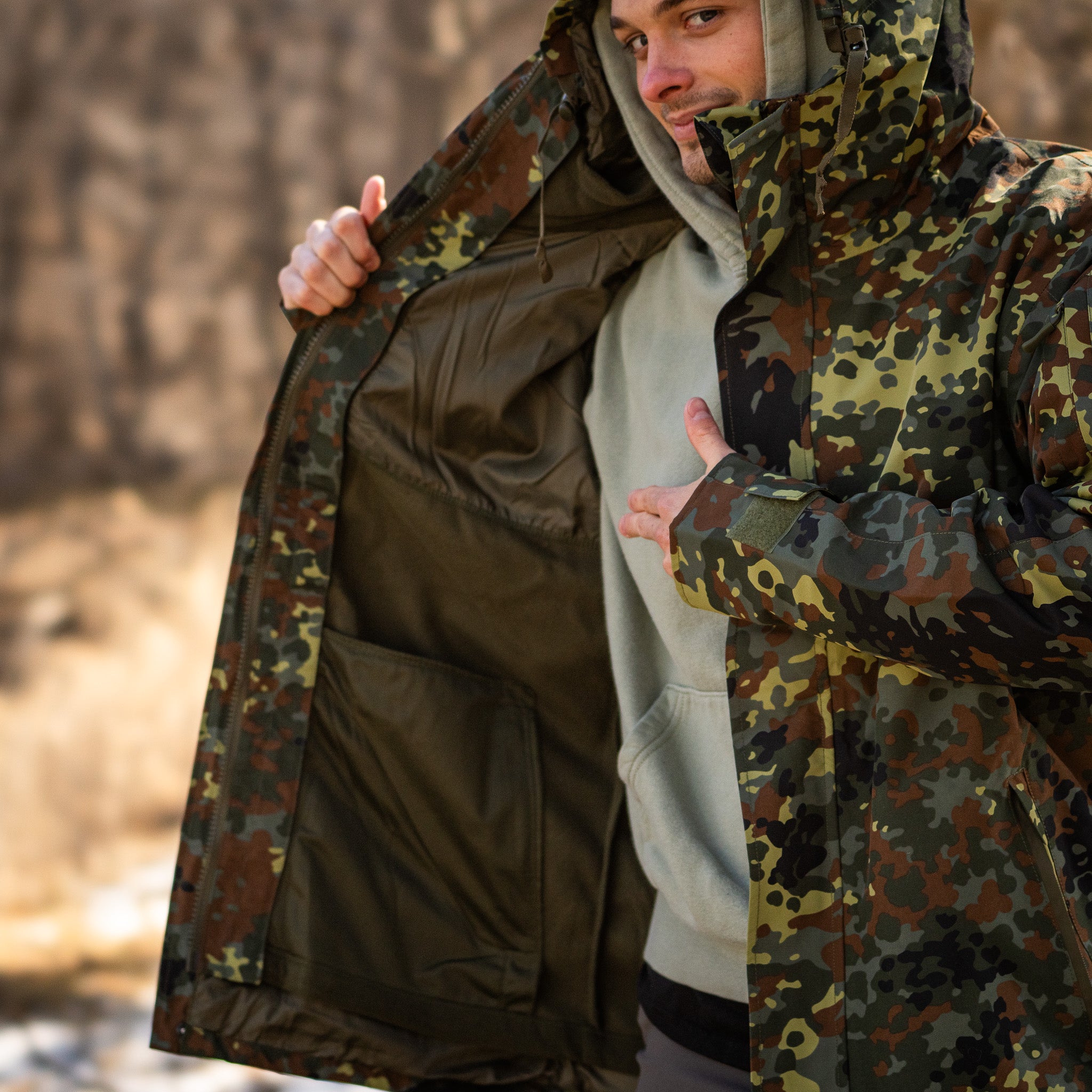 Mil-Tec Flecktarn Gen. II Trilaminate Wet Weather Jacket w/Fleece Liner