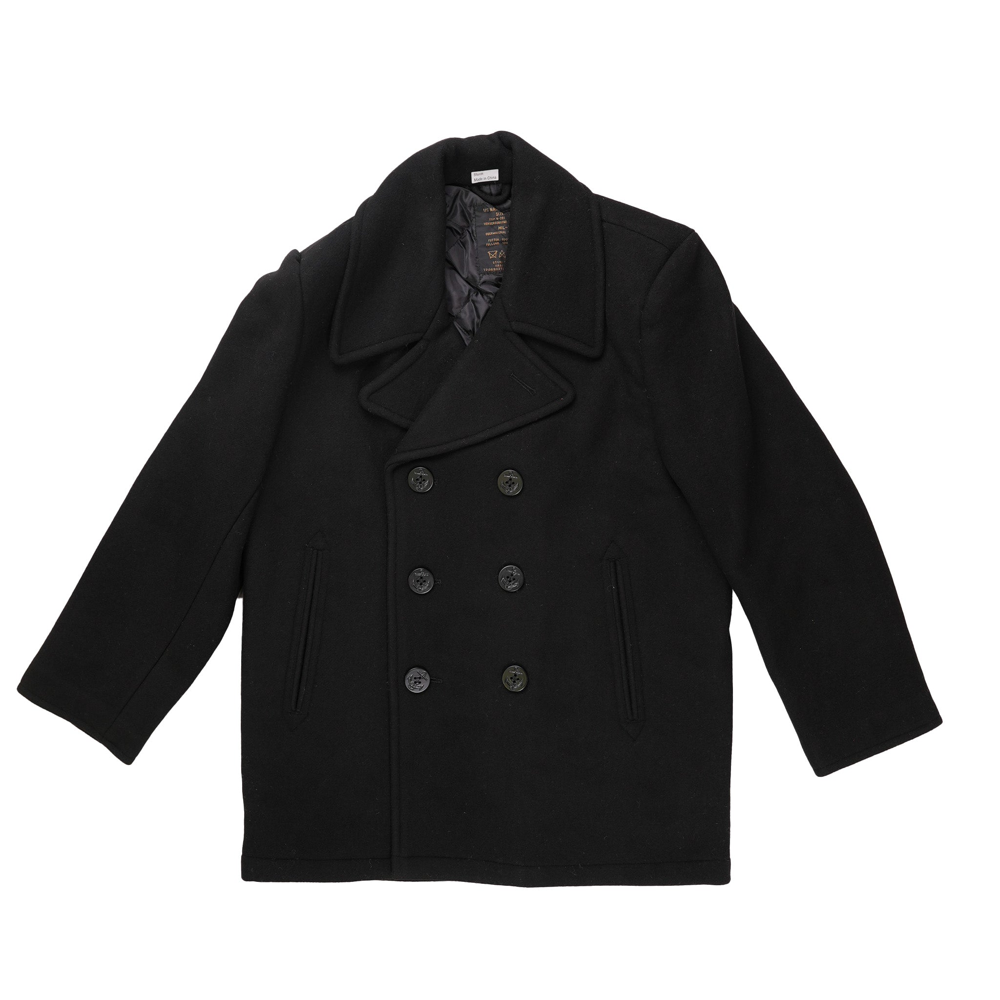 Mil-Tec US Navy Black Wool Peacoat