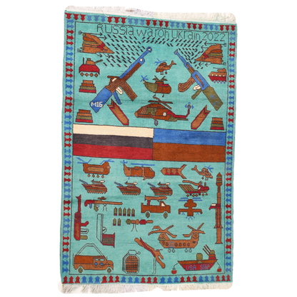 Russo-Ukrainian War Pattern Afghan Rug