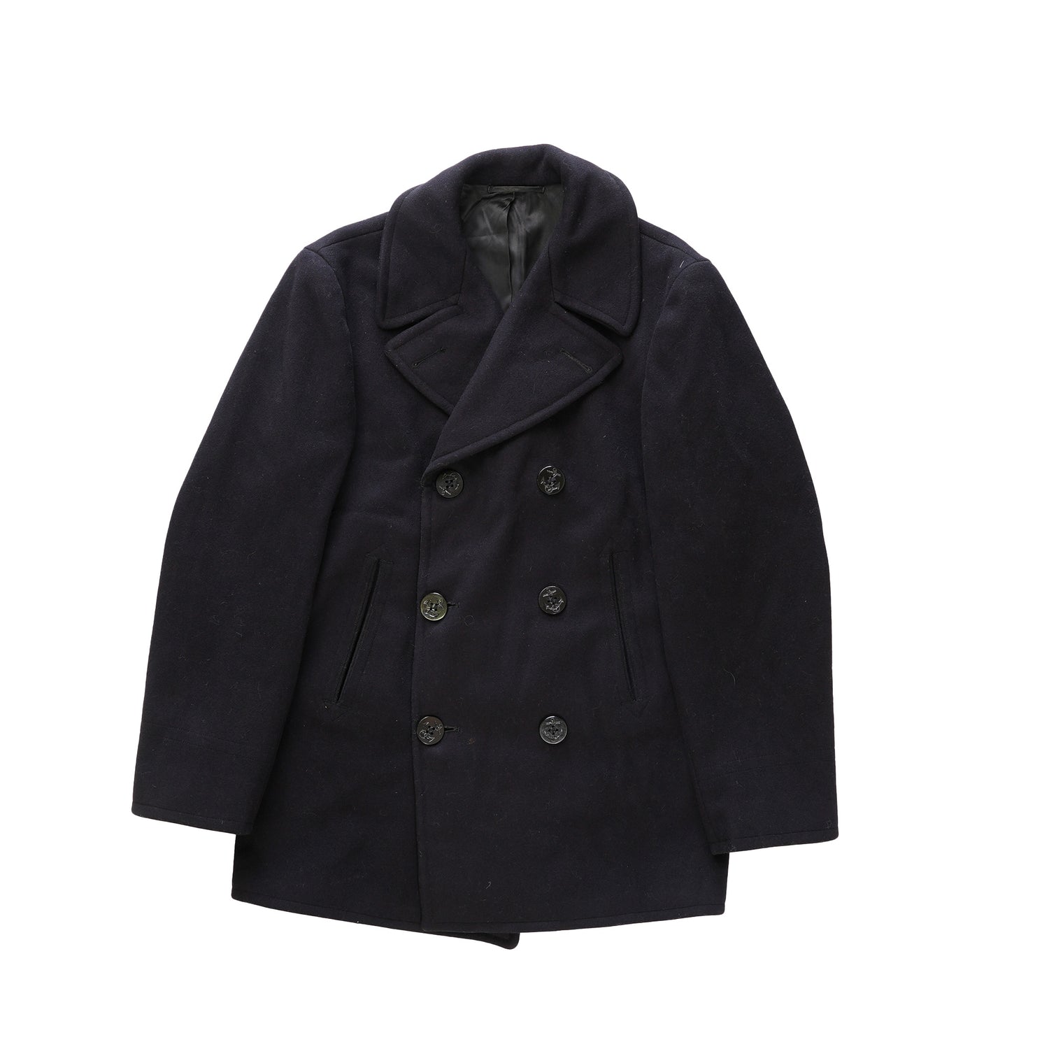 Overcoat Navy Pea Coat Navy Blue Men's Woolen Overcoat Thick Solid
