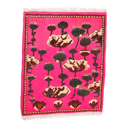 Opium Poppy Pattern Afghan Rug
