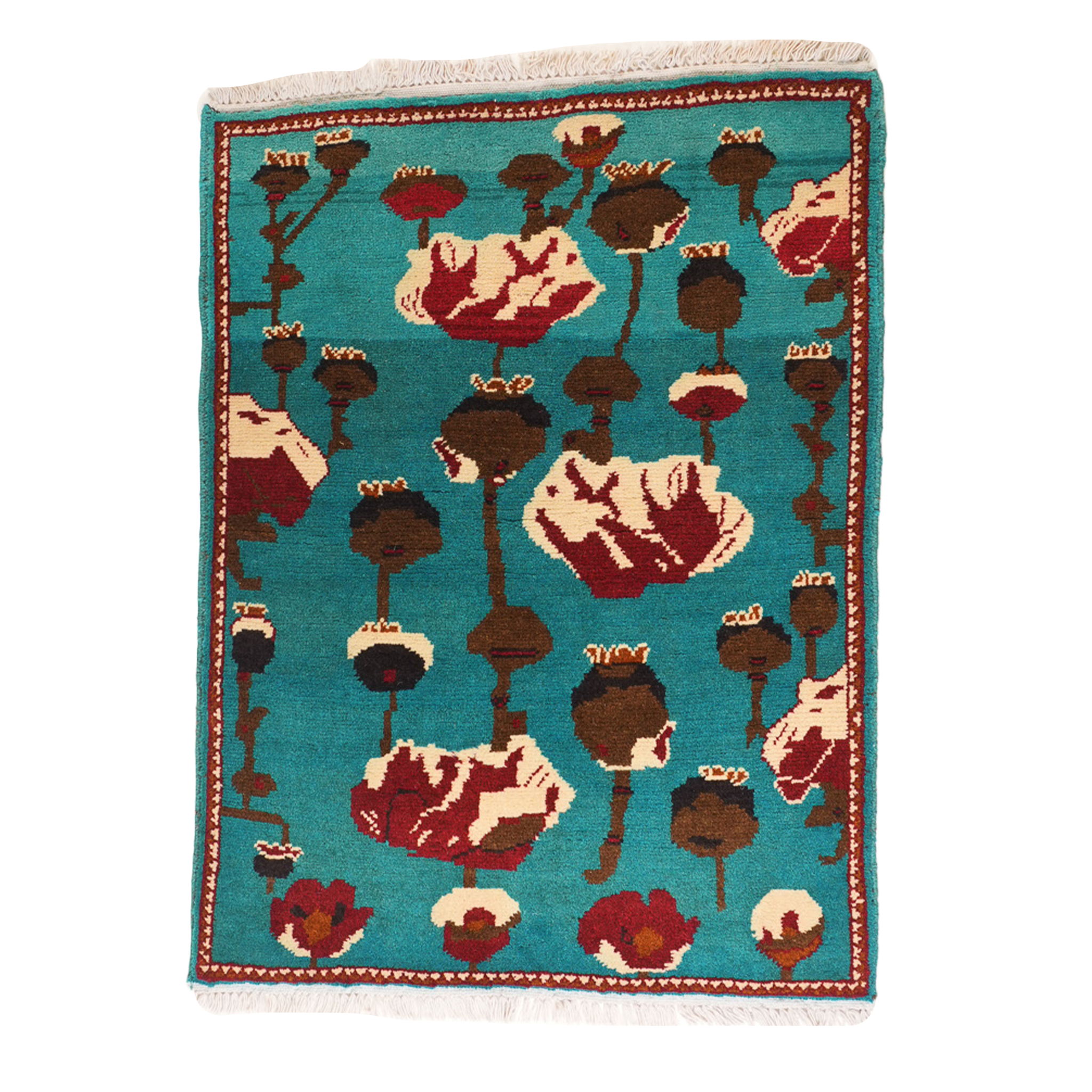 Opium Poppy Pattern Afghan Rug