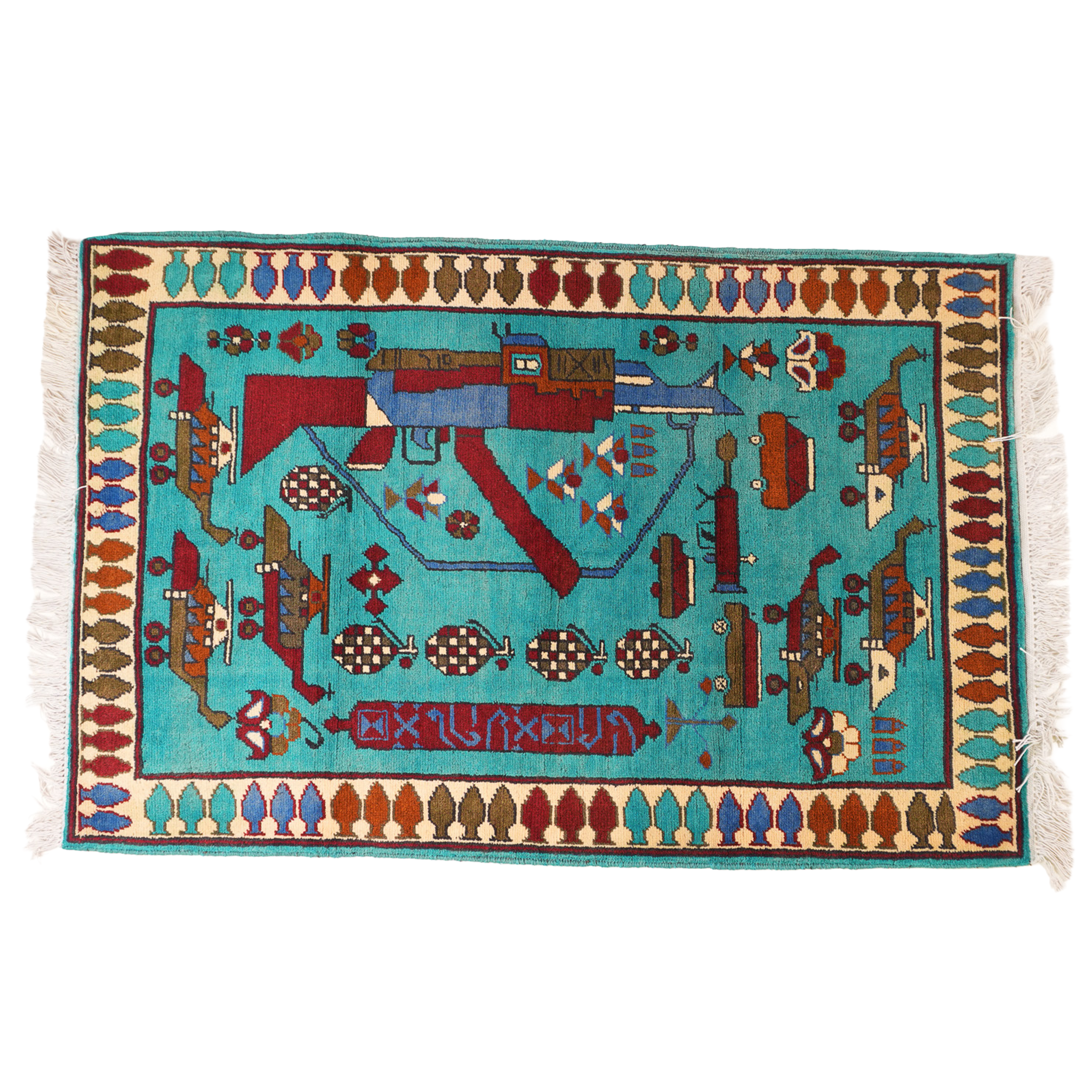 Large AK-47 & Joint Afghan Rug