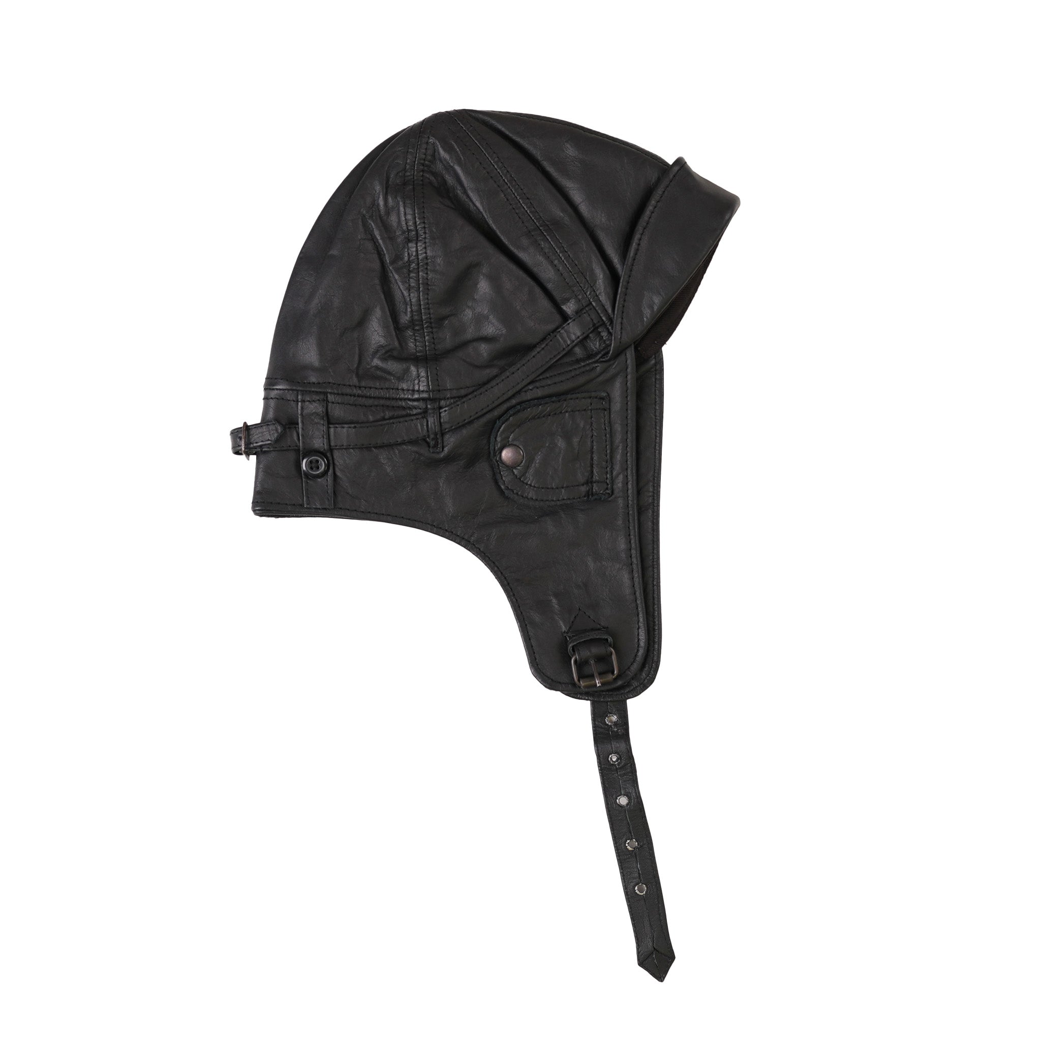 Mil-Tec Black Leather Aviation Helmet