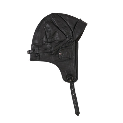 Mil-Tec Black Leather Aviation Helmet