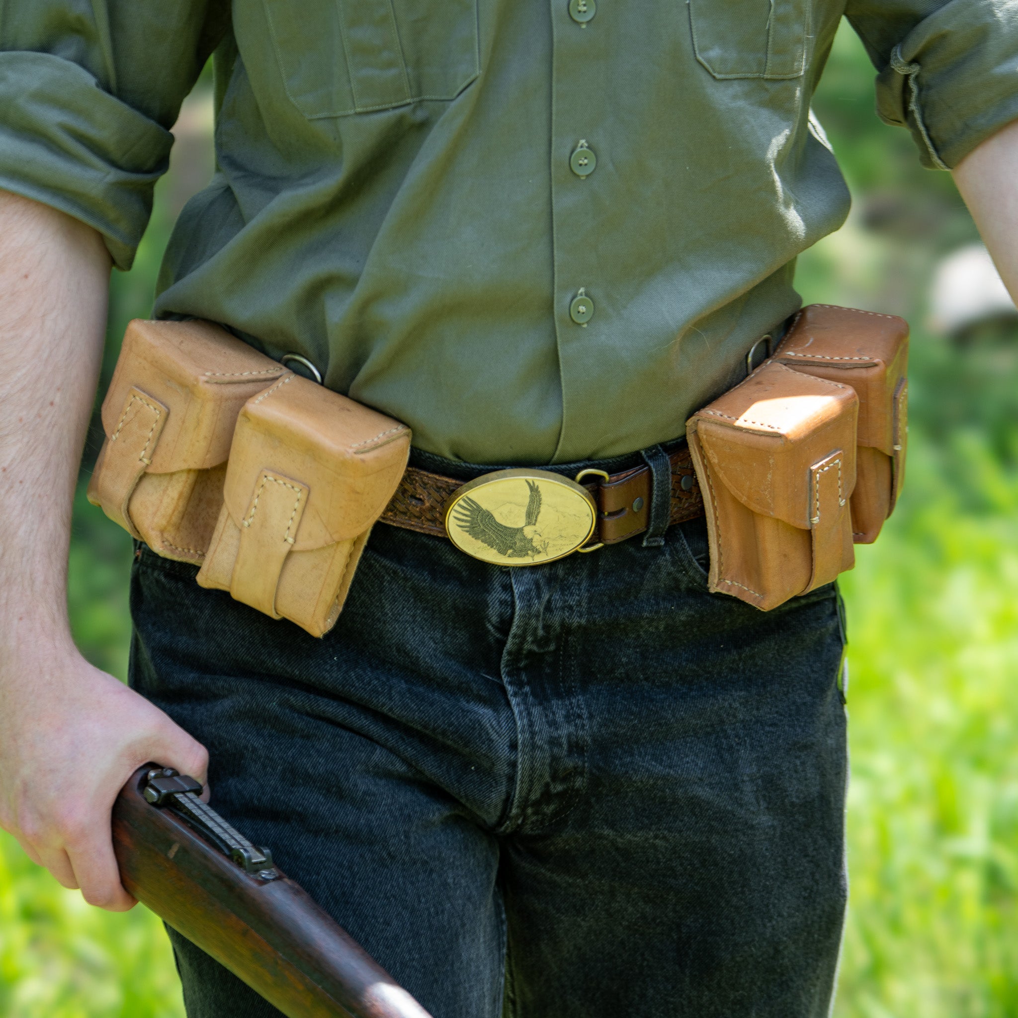 Issued Serbian Leather Double Mauser/SKS Stripper Clip Pouch