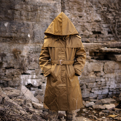 Unissued Romanian Waterproof Trenchcoat w/ Waist Belt & Hood
