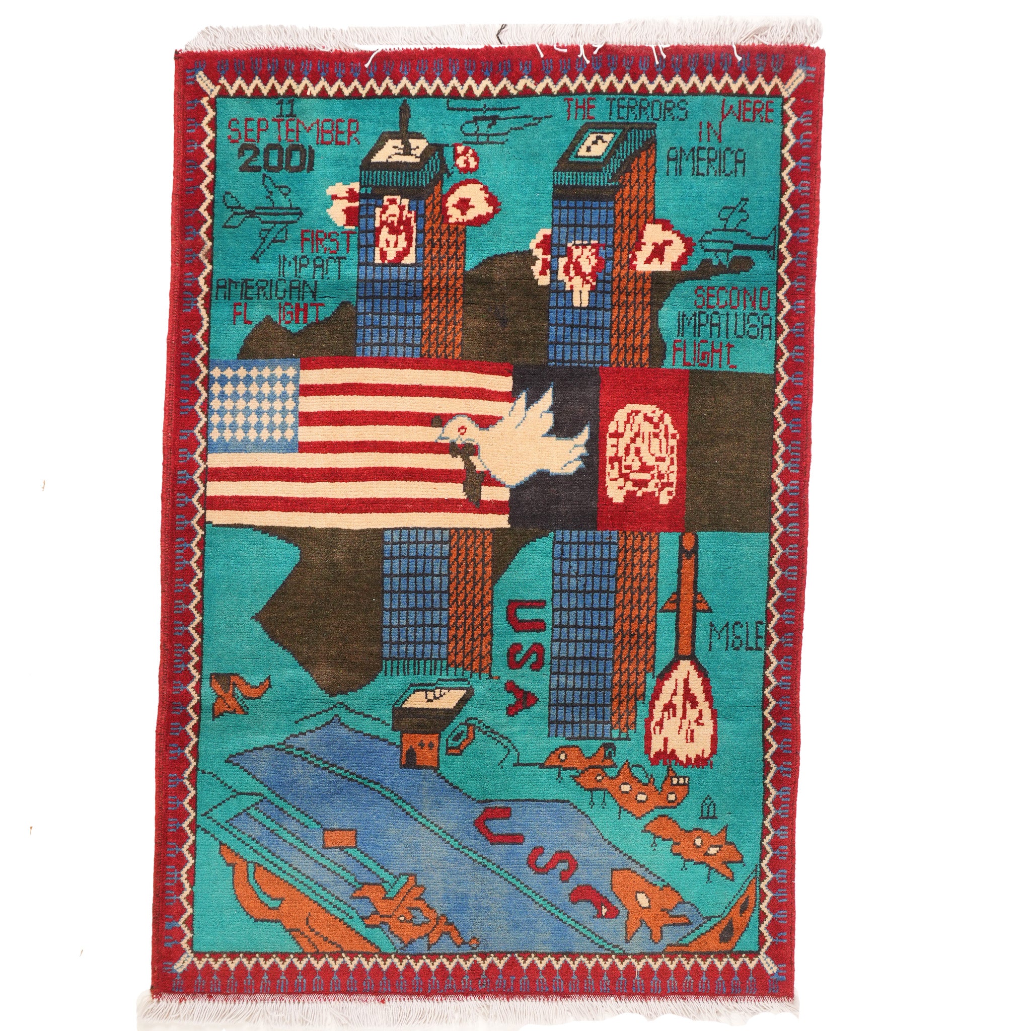 Large Afghan 9/11 Peace Rug