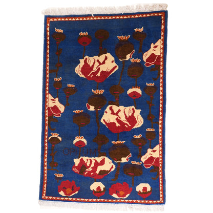 Opium Poppy Pattern Afghan Rug
