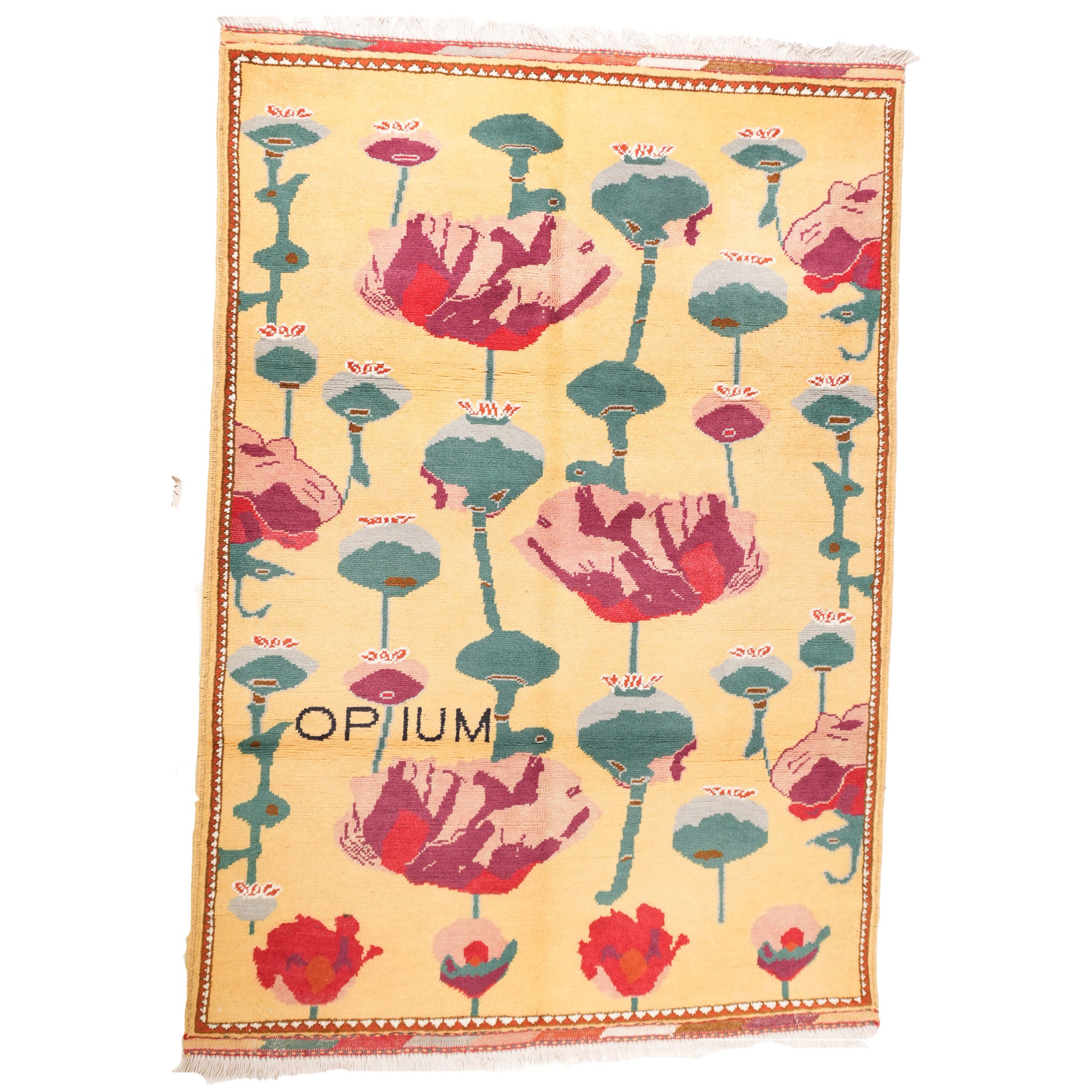 Opium Poppy Pattern Afghan Rug