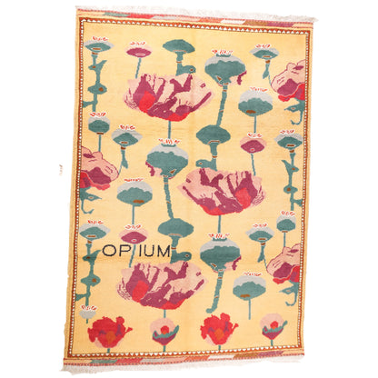 Opium Poppy Pattern Afghan Rug