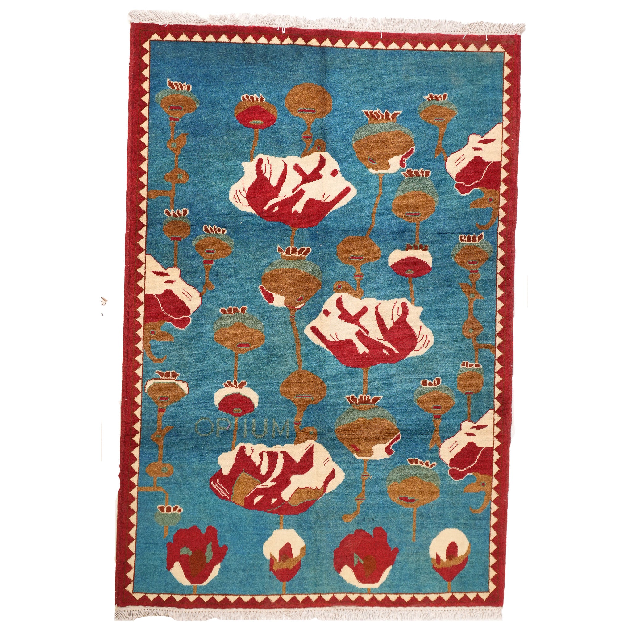 Opium Poppy Pattern Afghan Rug
