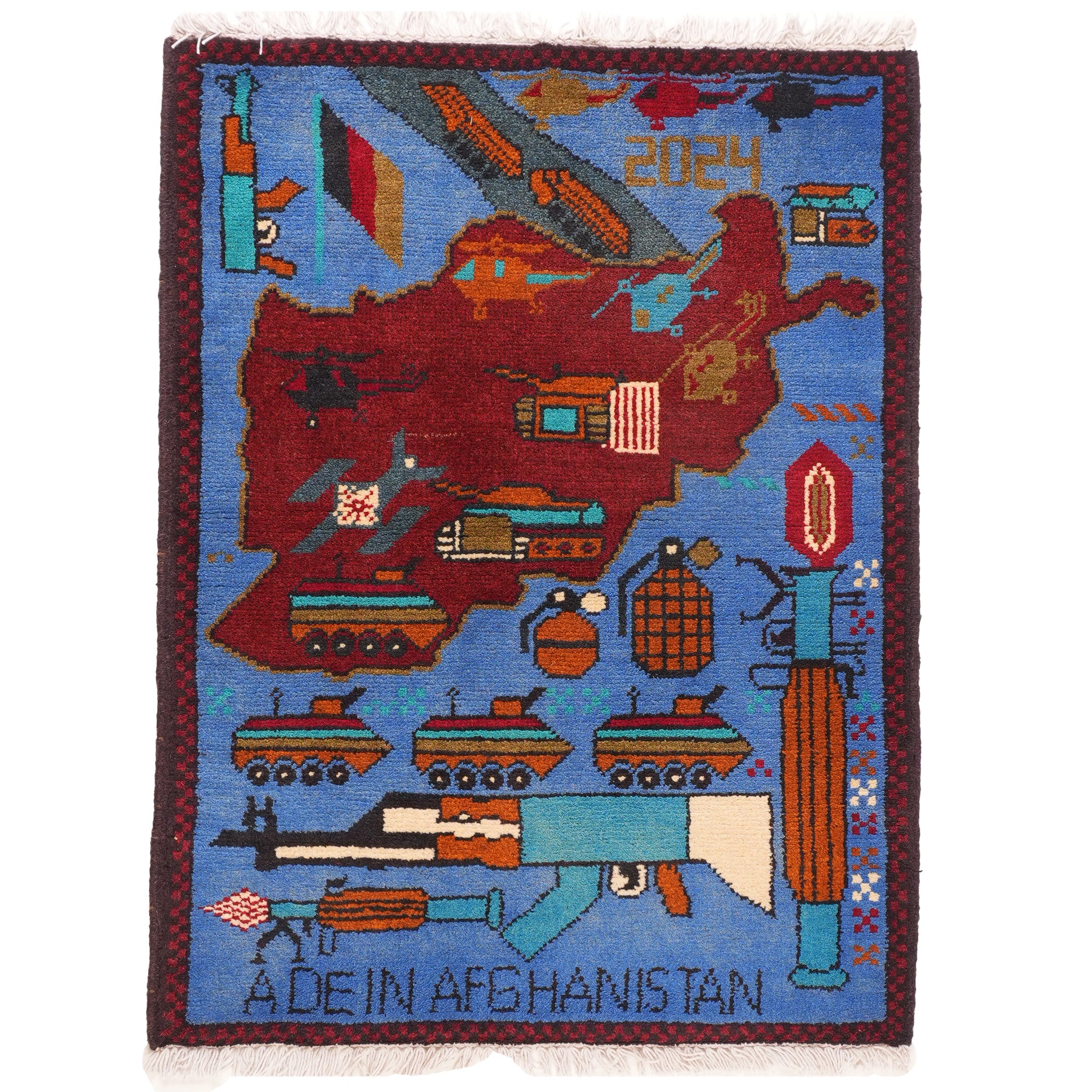 Large Afghan Campaign Pattern War Rug