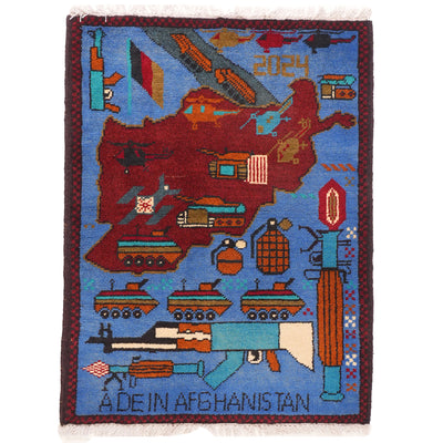 Large Afghan Campaign Pattern War Rug