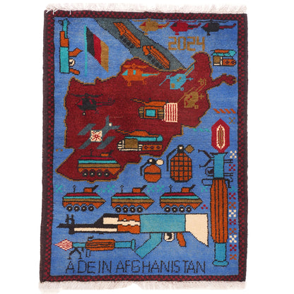 Large Afghan Campaign Pattern War Rug