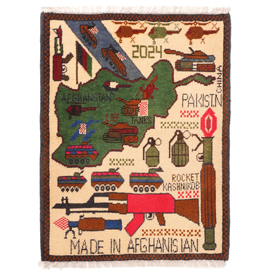 Large Afghan Campaign Pattern War Rug
