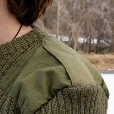 Issued British Army OD Green Wool Commando Sweater