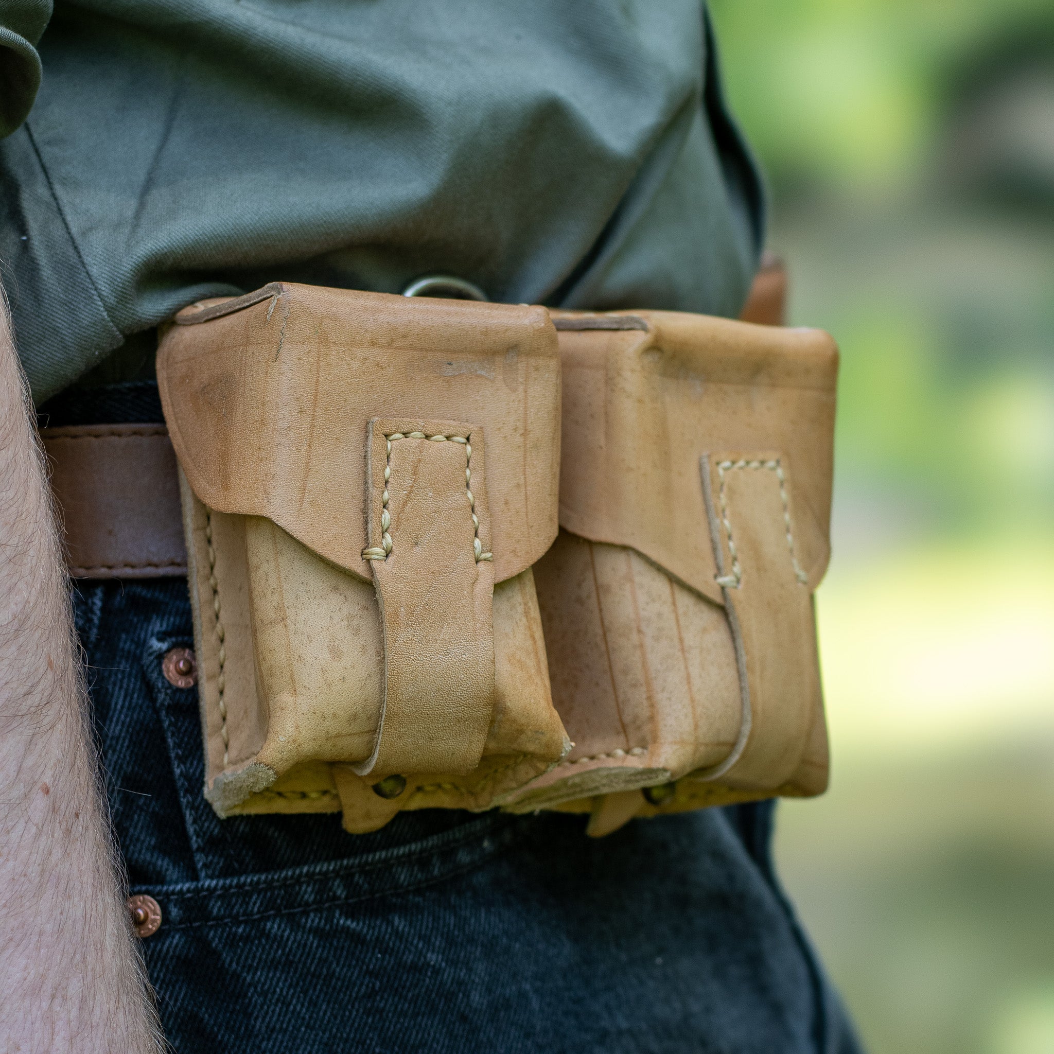 Issued Serbian Leather Double Mauser/SKS Stripper Clip Pouch