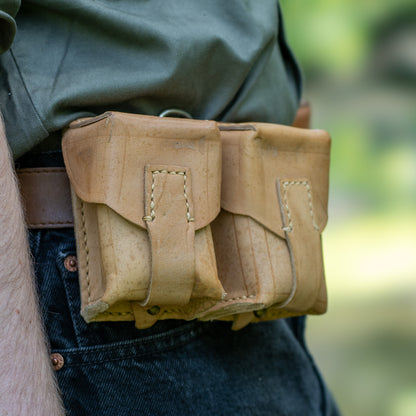 Issued Serbian Leather Double Mauser/SKS Stripper Clip Pouch
