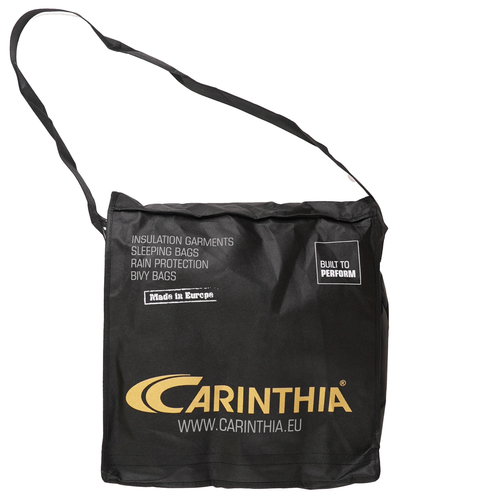 Black carrying bag with Carinthia logo and text on a white background