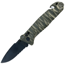Load image into Gallery viewer, C.A.C. S200 Axis Lock OD Green Pocket Knife (Grain imprinted handle) (No Corkscrew) (Serrated Blade)
