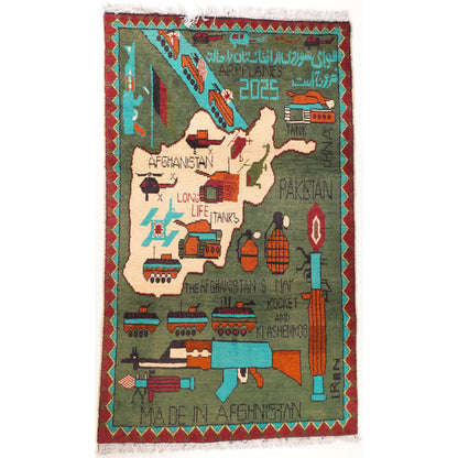 Large Afghan Campaign Pattern War Rug