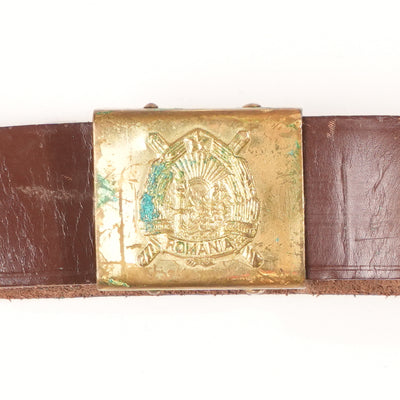 Issued Romanian Leather Belt w/Badge