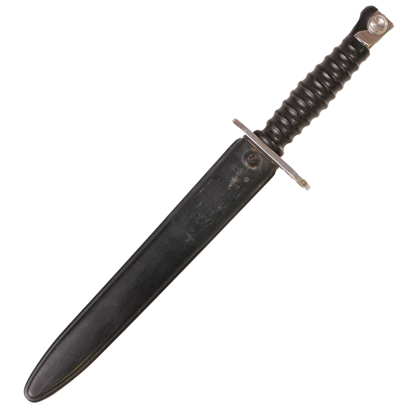 Issued Swiss Black M57 Bayonet W/Scabbard & OD Vinyl Frog