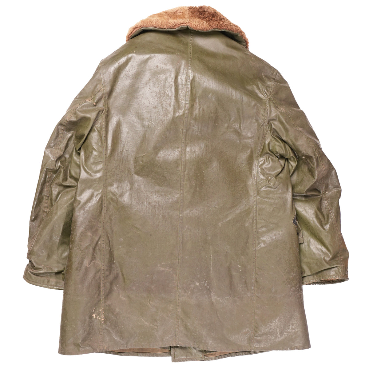 Vintage WWII US Navy Rubberized Shearling Overcoat