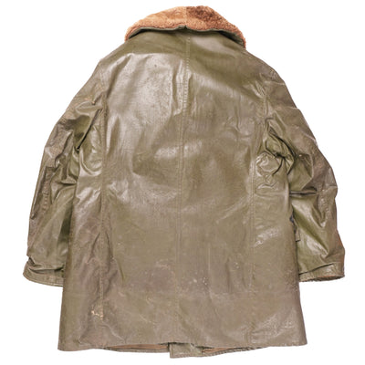 Vintage WWII US Navy Rubberized Shearling Overcoat