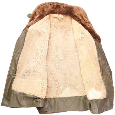 Vintage WWII US Navy Rubberized Shearling Overcoat