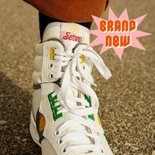 Load image into Gallery viewer, White Servis Cheetah High Top Sneakers
