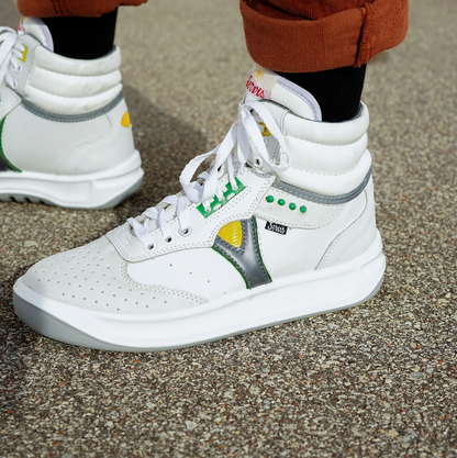 White Servis Cheetah High Top Sneakers