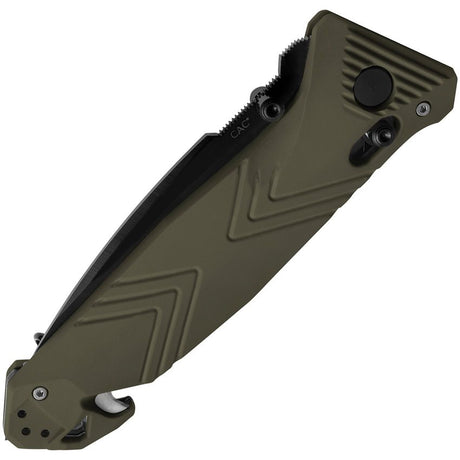 C.A.C. Utility Axis Lock Green (Smooth Handle) (Serrated Blade)