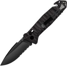 Load image into Gallery viewer, C.A.C. Utility Axis Lock Black Pocket Knife (Serrated Blade)
