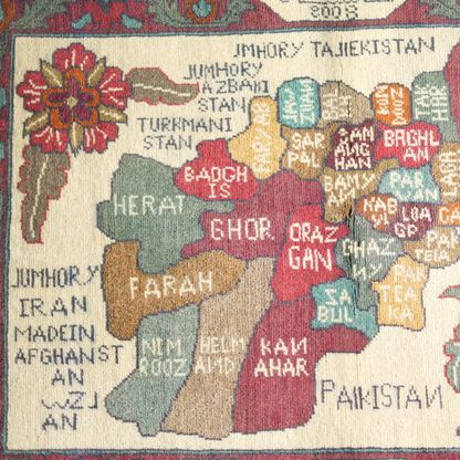 Large Afghan Floral Campaign Pattern War Rug